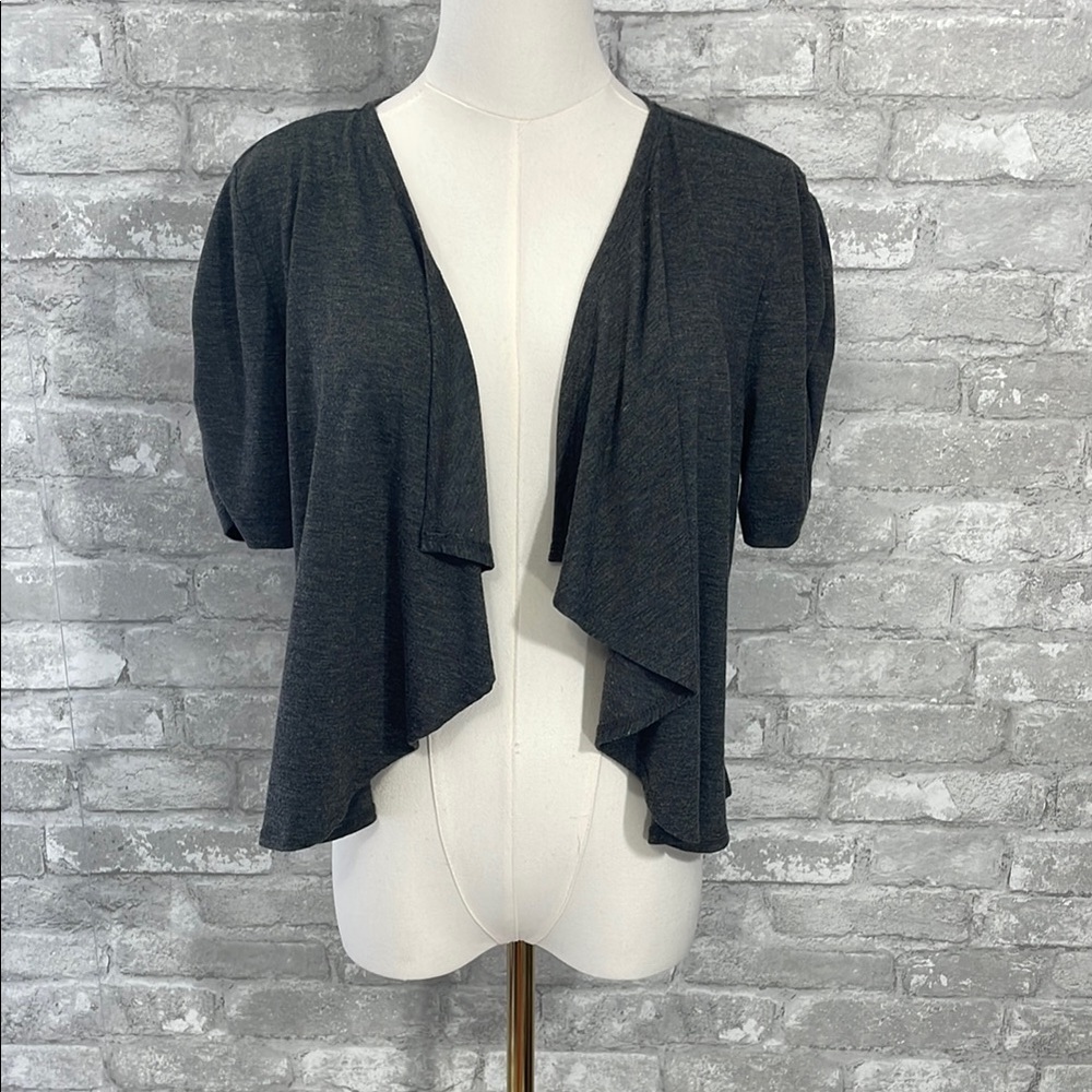 Covington Grey Shrug Sweater with Waterfall Collar
